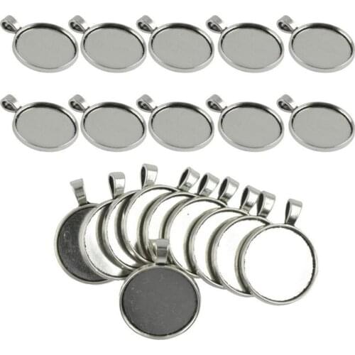 20pcs/set 25mm Classics Pendant Tray Round Cabochon Setting Blank Bezel Pendant Base for DIY Jewelry Making