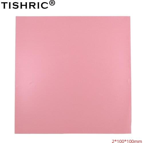 TISHRIC Hot Sale Red GPU CPU Thermal Pads 2mm Cooler Conductive Silicone pad Heatsink 100*100*2mm PC Fan Cooling Heat sink
