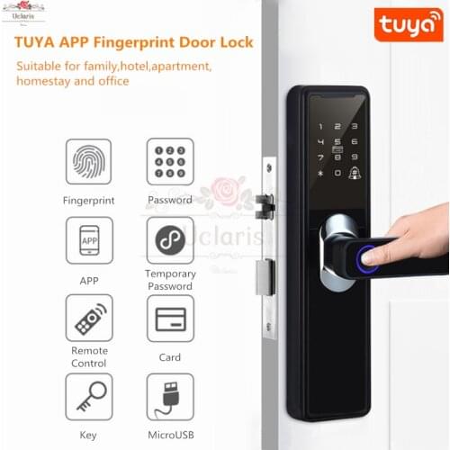 Tuya Smart Door Lock,Security Intelligent Biometric Fingerprint Lock With WiFi APP Password Card Unlock For Home Apartment Hotel