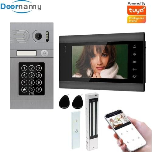 Doornanny Video Intercom With Lock For Home Apartment WiFi Wireless VideoDoorbell DoorPhone Password Swiping System AHD960P Tuya