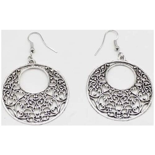 Vintage Tree of Life Earrings Hollow Carved Round Earrings Ethnic Style Earrings Bohemian Style Jewelry Gift