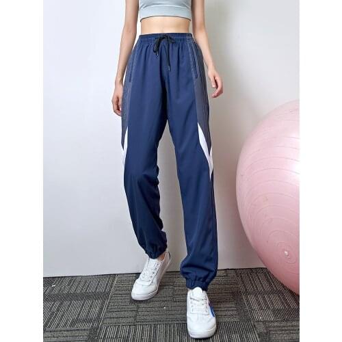 Womens running high-waist casual trousers, loose-fitting and leg-fitting sports pants, autumn thin yoga running fitness pants