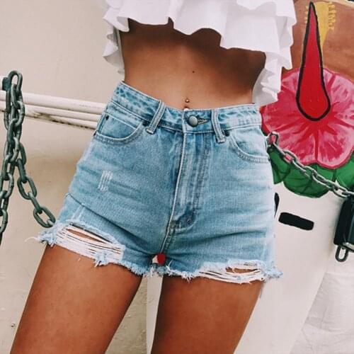 Women Jeans Ripped Frayed Hole Denim Shorts Summer Women High Waist Jeans Hot Shorts Denim Shorts Summer High Waist Jeans 2021