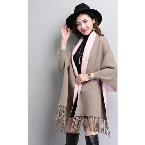 Women Batwing Sleeve Cardigan Vintage Shawl Sweater Elegant Female Fringed Shawl Cardigan Free Size