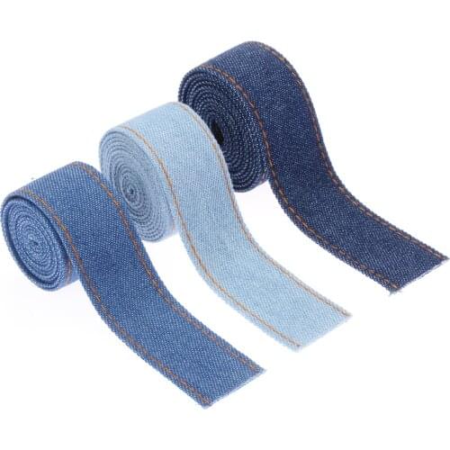 1M Double-sided Jumper Denim Ribbon Jeans Fabric Tape 3 Color Bow Cap Hairclip Clothing Decorations Sewing DIY Crafts Accessorie