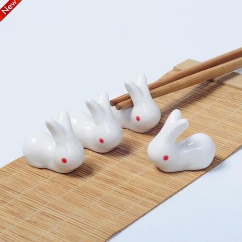1 Pc Cute Rabbit Design Ceramic Chopsticks Holders Practical Chopsticks Holder Stand Creative Home Kitchen Tableware