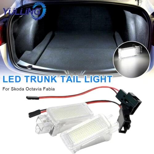 2Pcs PC LED Luggage Trunk Lamp Waterproof Dust-proof Interior Dome Light for Skoda Octavia Fabia Superb Roomster Kodiaq Yeti