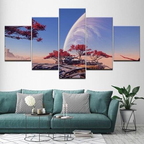 5 Pieces Wall Art Canvas Painting Landscape Poster Modern Living Room Wall Painting Home Decoration Modular Framework Pictures