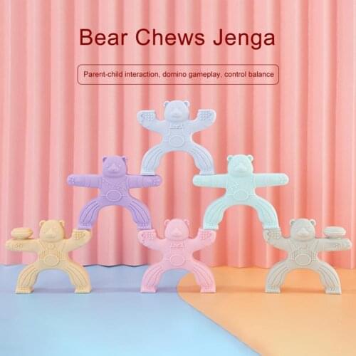 6Pcs Silicone Teethers Cartoon Shape Balance Training Food Grade Material Kids Soft Teether Blocks Preschool Toy