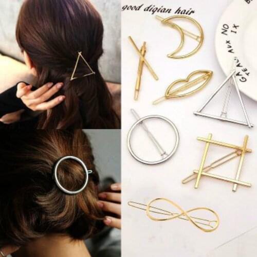 7 Styles Sexy Metal Geometry Hair Clip Womens Fashion 1PCS Style Girl Exquisite Hairpin Side Clip Hair Accessories Styling Tool
