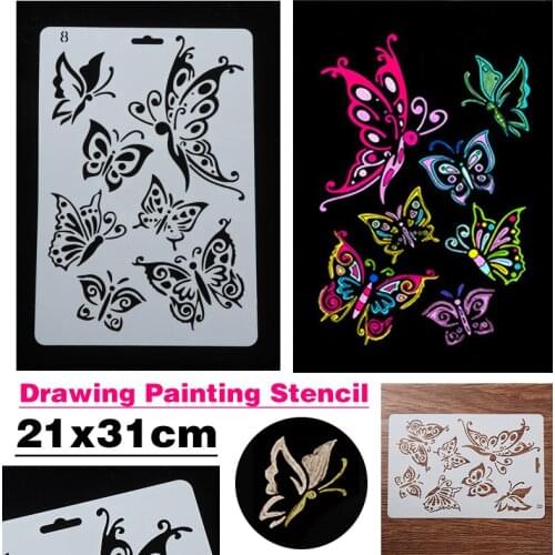 A4 Butterfly Layering Stencils Manual Painting Board Template Stencil Plastic Embossing Paper Cards DIY Craft Tool