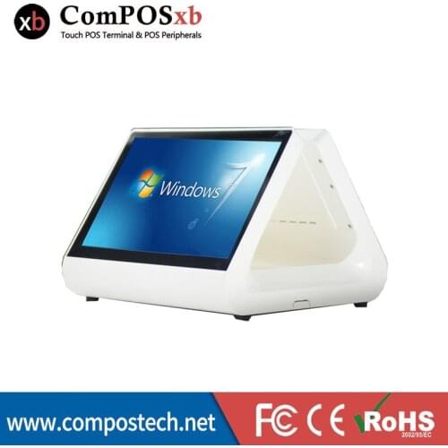 Free Shipping 12 inch Lcd monitor dual screen POS cash register touch all in one pc pos machine for restaurant and retail indust