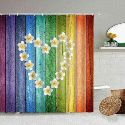 Color Antique Old Wooden Board Floral Shower Curtain Retro Creative Wood Design Bathroom Decoration Waterproof Partition Screen