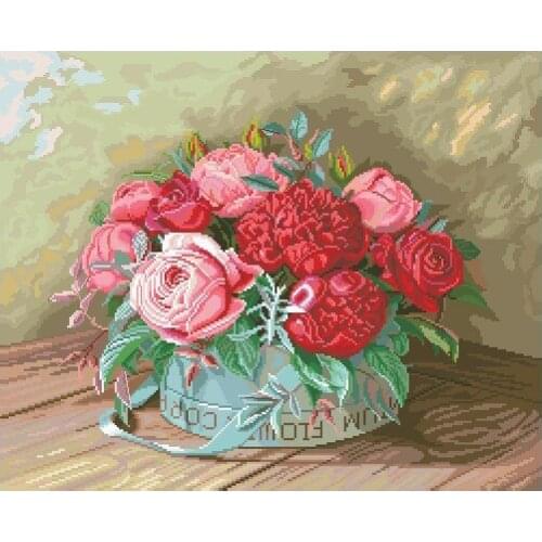 Blooming peony 55-47 Counted Cross Stitch 11CT 14CT 18CT Cross Stitch Kits Embroidery Needlework Sets