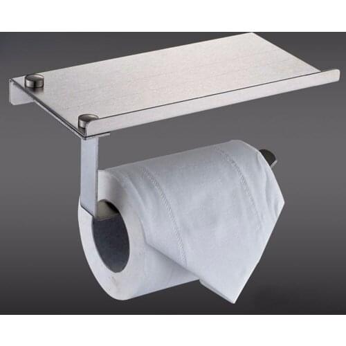 Paper Holders Silver Bathroom Toilet Holder Tissue Hanger Stainless Steel Wall Mount Holder Mobile Phone Paper Towel Rack