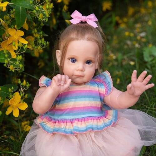 Hoomai 55CM Handmade High Quality Reborn Toddler Maggie Dress Rainbow Skirt Detailed LifelikeHand-rooted Hair Girl Doll