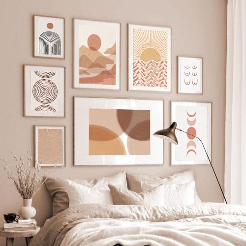 Line Art Nordic Poster Abstract Canvas Painting Sun Wall Art Print Moon Modern Picture For Living Room On The Wall Home Decor