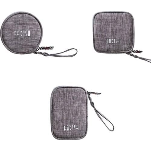 Mini Size Portable Earphone / USB Charging Cable Packing Organizer Ultra Light Nylon Shockproof Zipper Travel Packing Pouch