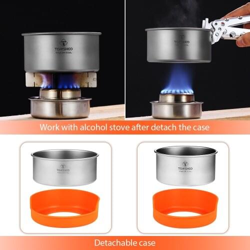 TOMSHOO Ultralight Titanium Bowl Sets Silicone Insulation Camping Bowl Outdoor Tableware Picnic Water Cup Mug Camping Cookware