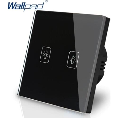 2 Gang 1 Way Eu European Standard Switch 110V-240V Wallpad Black Crystal Glass LED IndicatorTouch Switch Free Shipping