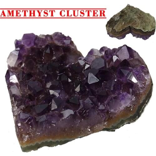 Mini Natural Purple Uruguay Amethyst Cluster Heart-shaped Rough Stone For Table Desk Decoration Craft Gift 1pc New
