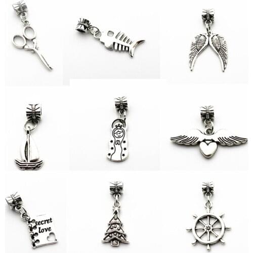 New Arrival 12pcs/lot Silver Alloy rudder fish bone Dangle Charms Lobster Clasp Hanging Charm fit Bracelet&Pendant Necklace