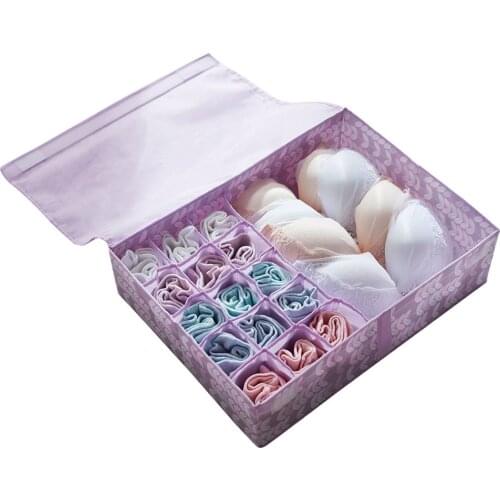 Bra Underwear Organizer Foldable Home Storage Box Non-woven Wardrobe Drawer Closet Organizer For Scarfs Socks