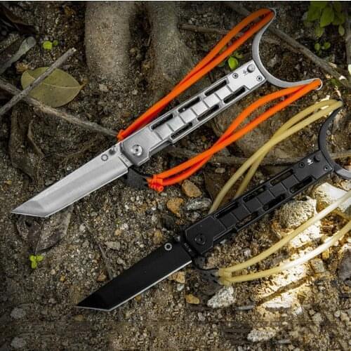 Outdoor Multi-function Pocket Knife Catapult Hunting EDC Tool Tactical Combat Fold Blade Steel Slingshot Knives Survival Knife