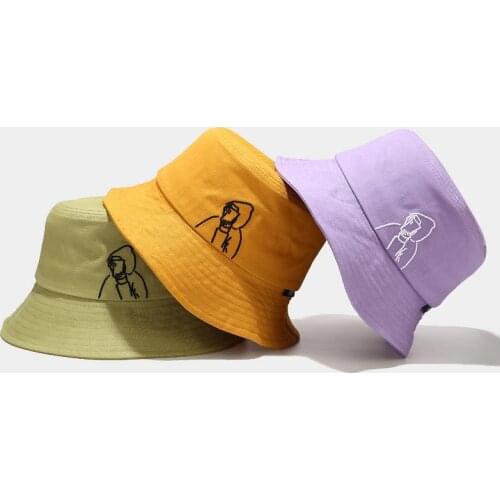 2021 cotton Spring Summer Women Sun Hat Embroidery Bucket Hat Fishing Hat Casual Fishermen Panama Bucket Cap Gorros