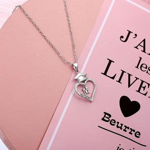 Graduation Gift for Girl Initial Necklace Heart Halo Pendant Cubic Zirconia for Women Trend 2021