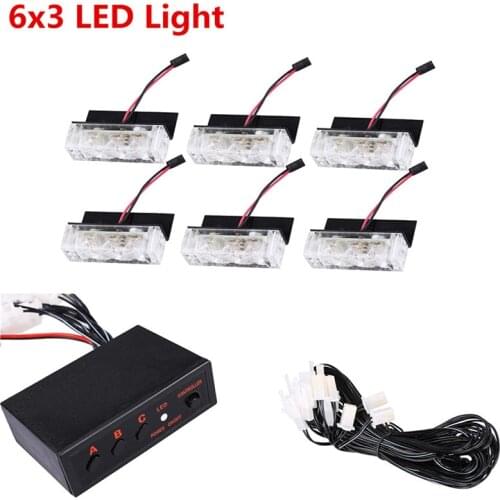 Yellow 18 LED Dash Deck Visor Grille Strobe Lights for Police Ambulance Vehicles Flashing Emergency Warning Police Lights