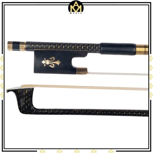 Professional 4/4 Violin Fiddle Bow Golden Silk Braided Carbon Fiber Round Stick Ebony Frog AAA Grade Horsehair Durable Use