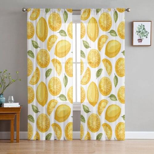 Lemon Fruit Sheer Curtains for Living Room Bedroom Kitchen Tulle for Windows Voile Drapes Home Decoration