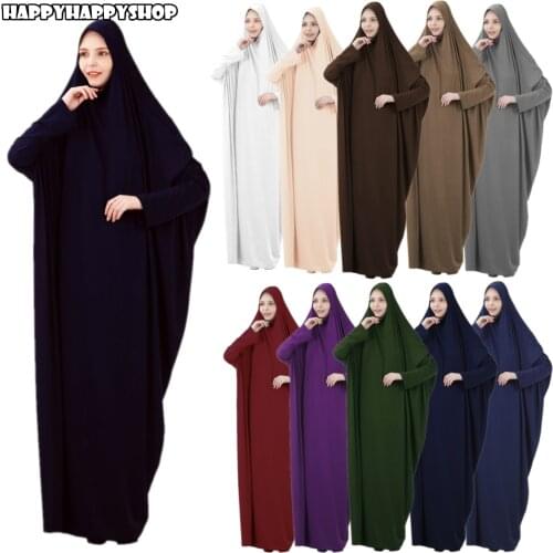 Ramadan Full Cover Dress Muslim Islamic Women Bat Sleeve Abaya Kaftan Overhand Hijab Burqa Robe Arab Maxi Khimar Prayer Clothes