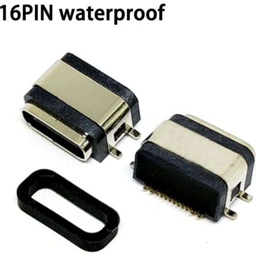 20pcs Type-c Micro USB3.1 Jack Connector Female 16 Pin Patch SMT Waterproof IPX7 Rating Charging Socket For Samsung Lenovo Ect