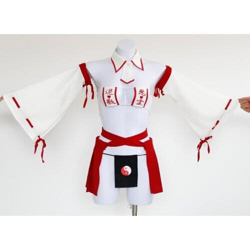 Sexy Lingerie Set Erotic Retro Kimono Witch Uniform Square Cup Strapless Micro Bra Pleated Skirt Japanese Anime Exorcist Cosplay