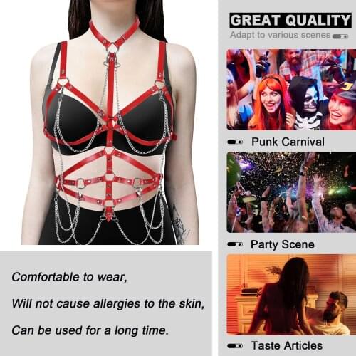 Sexy Body Chain Suspenders Corset Women Leather Chest Sculpture Harness Bondage Cage Tassel Chain Bdsm Adjust Erotic Lingerie