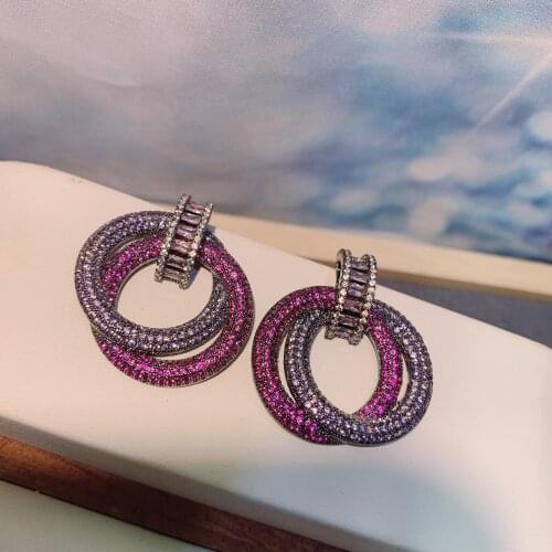 HIBRIDE Luxury Crossover Statement Dangle Earring For Women Wedding Cubic Zirconia DUBAI Bridal Earring Jewelry Accessorie E-694