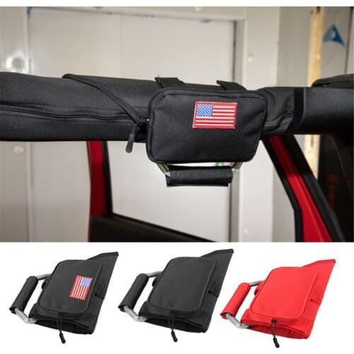 Roll Bar Grab Handle Storage Bag Sunglasses Holder Fit for TJ JK JL Gladiator JT Car Interior Accessories Alloy Oxford Cloth