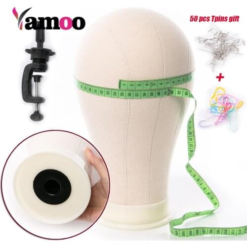Training Mannequin Head Canvas Block Head Display Styling Mannequin Manikin Head Wig Stand Free Get T pins Holder 21''-25