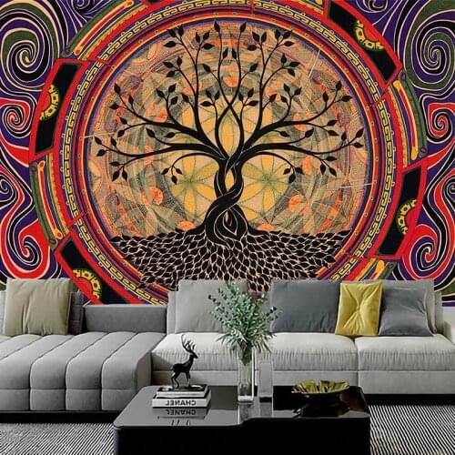 Boho Decoration Home Decor Psychedelic Tree Tapestry Mandala Wall Hanging Macrame Hippie Tapestries India Macrame Wall Hanging