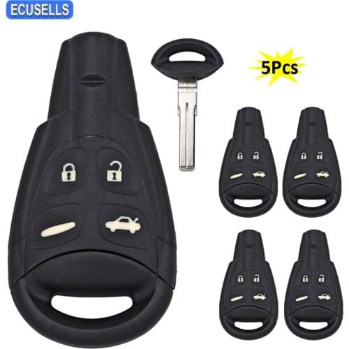 5Pcs/Lot Remote Key Shell Smart Car Key Case for Saab 9-3 93 Sport Sedan Convertible 2003 2004 2005 2006 2007 Uncut Blade