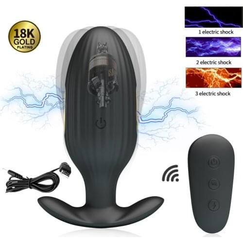 Wireless Remote Electric Shock Anal Vibrator Strong Electro Stimulation Dildo Butt Plug Male Prostate Massage Couple Gay Sex Toy