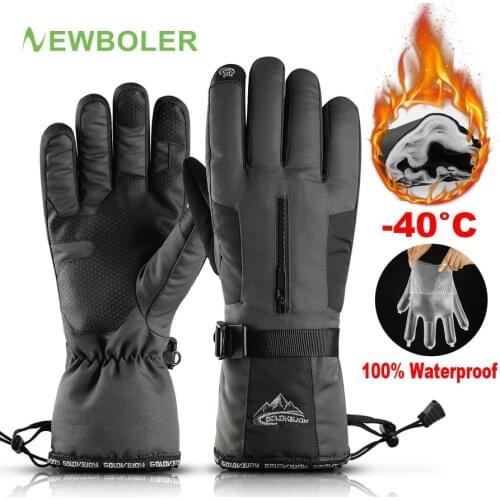 NEWBOLER Waterproof Winter Cycling Gloves Bicycle Warm Touchscreen Full Finger Bike Gloves Waterproof Outdoor Skiing Motorcycle