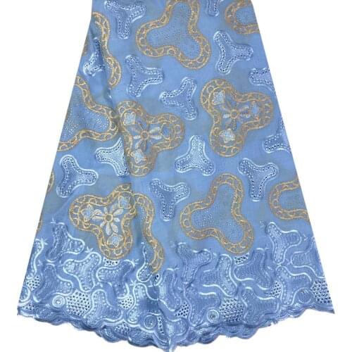 Wathet (9 colors) Cotton African Lace Fabric 2021 High Quality Voile Lace In Switzerland Embroidery voile Lace Fabric YPL12232