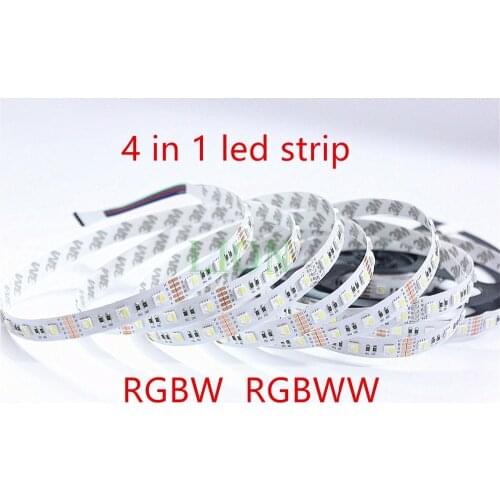 1/2/3/4/5M Non waterproof LED RGBW Strip, SMD 5050 chip 12V flexible light RGB+White / warm white ,4 color in 1 led chip,60Leds