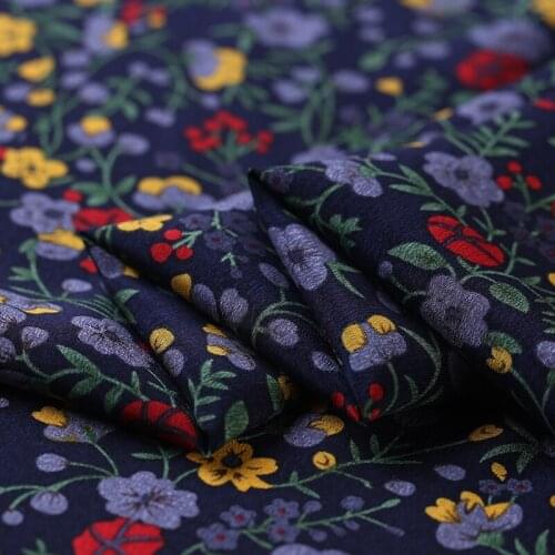 1 Meter Purple Floral Wide Printing Crepe De Chine Pure Silk Dress Shirt Fashion Fabric