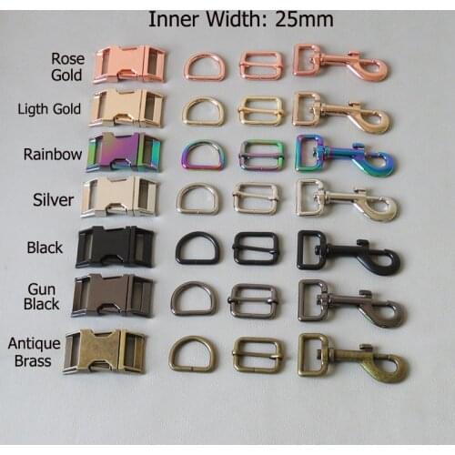 1 Set 15mm 20mm 25mm Metal Belt Buckle Straps Slider D Ring Snap Clip Hook For Pet Dog Collar Leads Lobster Clasp Accessories