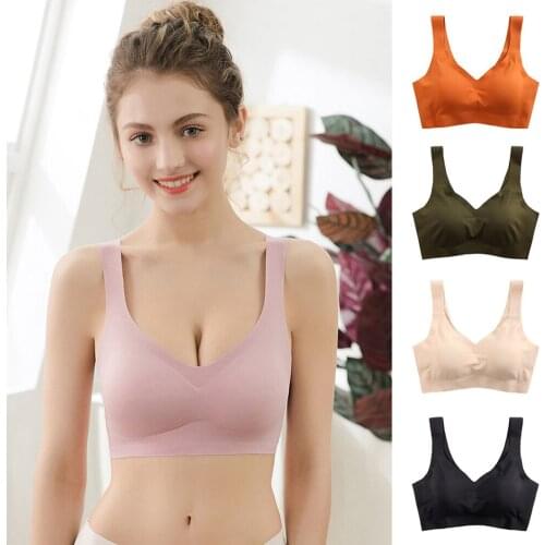 1PC Breathable Women Seamless Bra Thin Underwaer Push up Yoga Running bra with Pad Wireless Ring Running Sport Bra