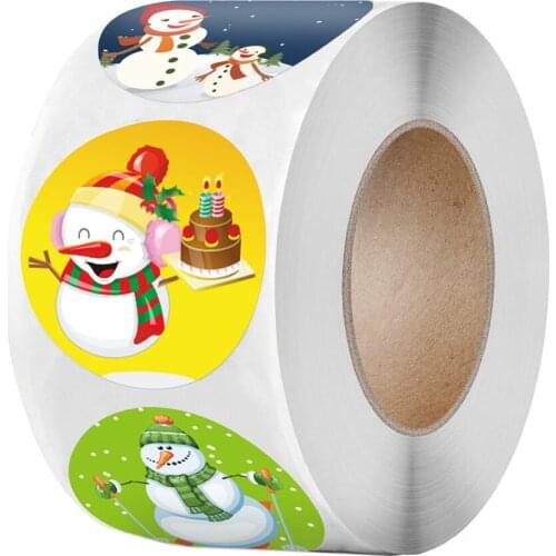100-500pcs Christmas Stickers Printable Labels Stickers 8 Designs Pattern Cartoon Reward Sticker For Kids Toys Gift Waterpro
